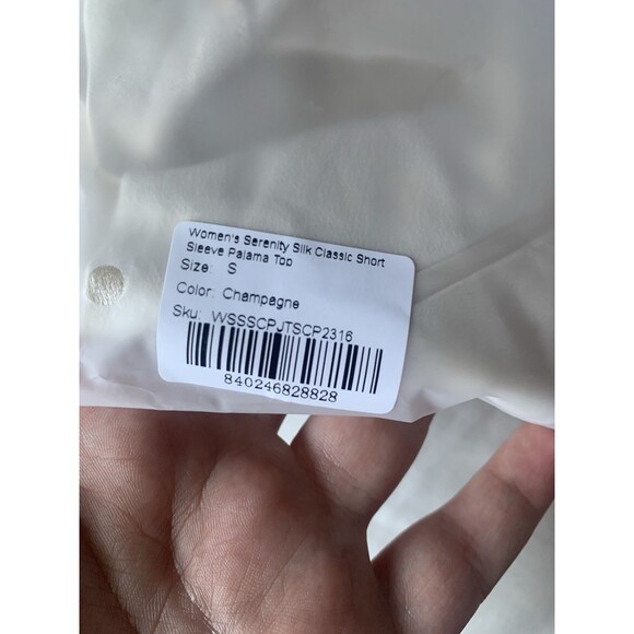 Cozy Earth Women's Serenity Silk Classic Short Sleeve Pajama Top Champagne - S - Picture 4 of 5